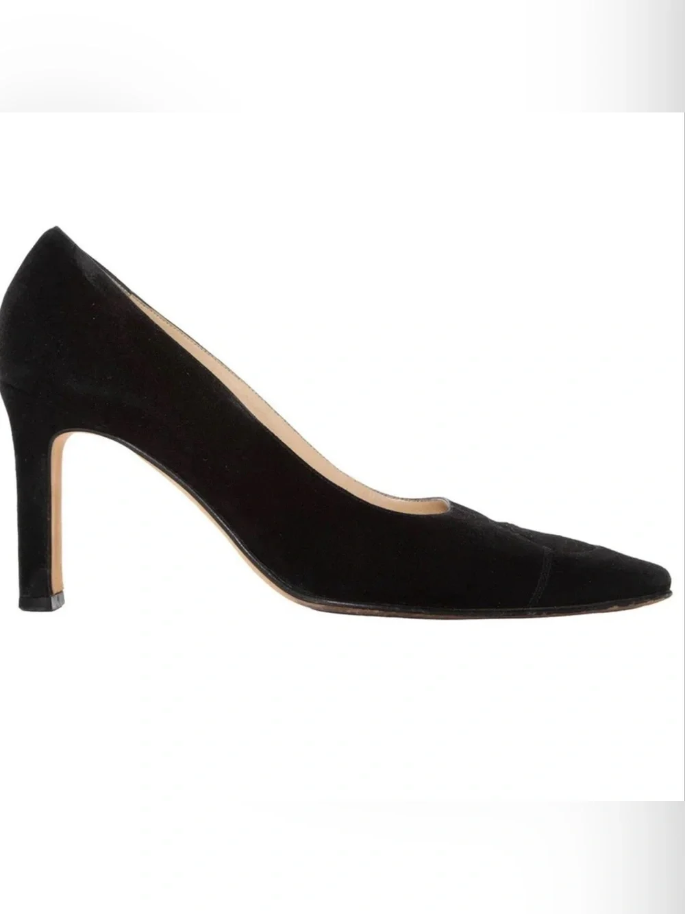Chanel Vintage Black Suede Pointed-Toe Pump - Women